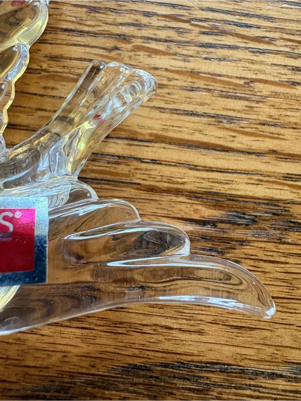Marquis by Waterford Clear Glass Dove Ornament with Red Tassel hanger